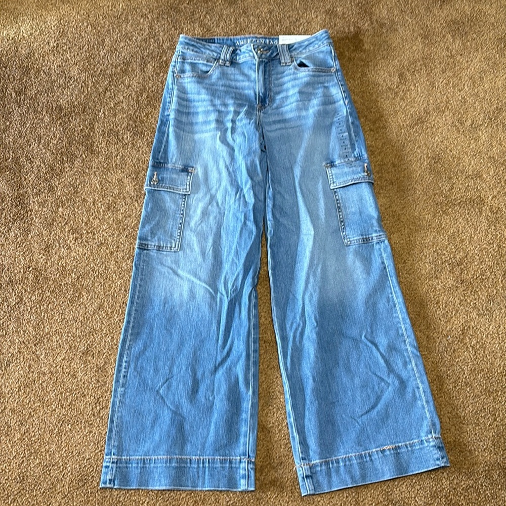 Woman’s baggy jeans